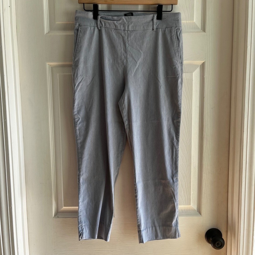 HILARY RADLEY Cropped Blue Chino Pants Business Casual Trousers Classic Minimal